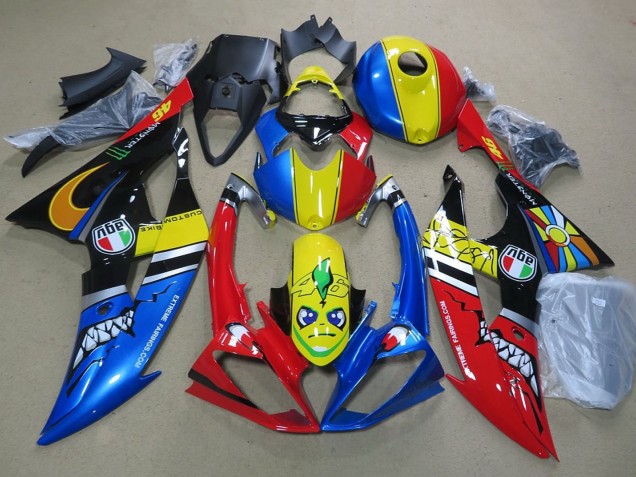 Comprare Carena Moto Yamaha YZF R6 2008-2016 - Blu Giallo Rosso Nero Squalo
