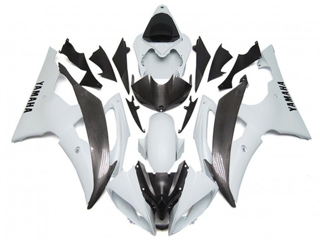 Comprare Carena Moto Yamaha YZF R6 2008-2016 - Bianco Falso Fibra di Carbonio Stile