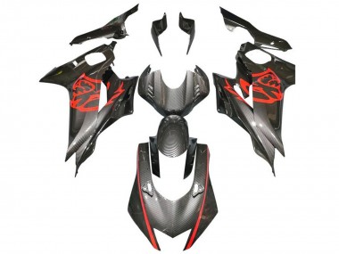 Comprare Carena Moto Yamaha YZF R6 2017-2023 - Rosso Nero Falso Fibra di Carbonio