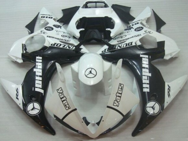 Comprare Carena Moto Yamaha YZF R6 2005 - Bianco Nero Lucido Jordan Dunlop