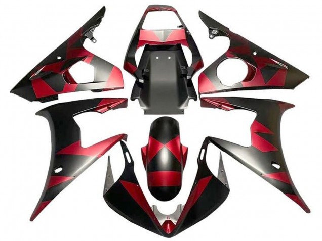 Comprare Carena Moto Yamaha YZF R6 2003-2004 - Rosso Nero Opaco Geometrico