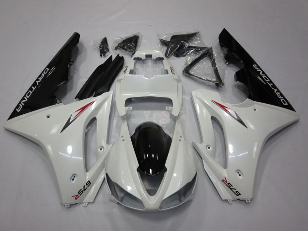 Comprare Carena Moto Triumph Daytona 675 Triple 2009-2012 - Bianco Nero Lucido