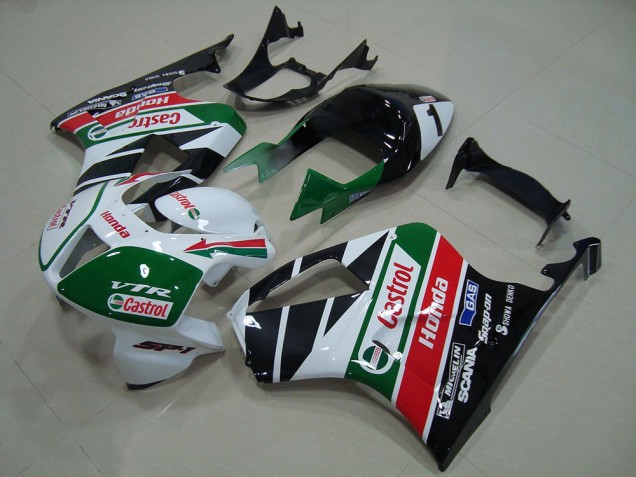 Comprare Kit Carena Moto ABS Honda VTR1000 2000-2006 - Bianco Rosso Verde Nero Lucido Castrol