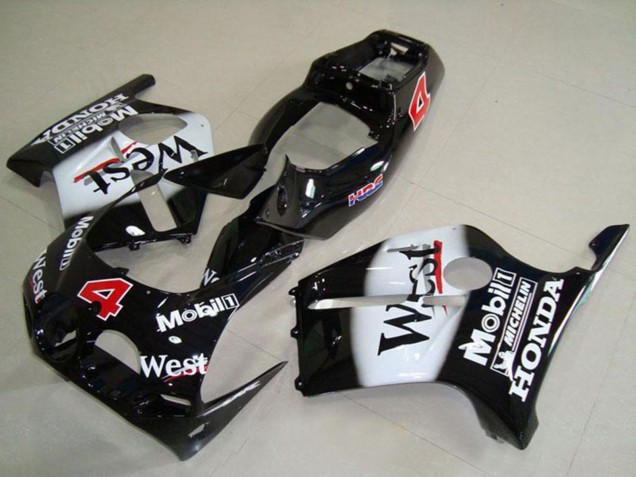 Comprare Carena Moto Honda CBR250RR MC19 1988-1989 - Nero Lucido Bianco West Mobil HRC 4