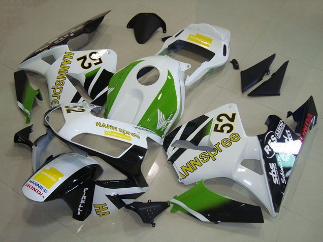 Comprare Carena Moto Honda CBR600RR 2003-2004 - Bianco Verde Giallo Nero Lucido Hannspree 52