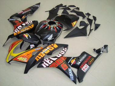 Comprare Carena Moto Honda CBR600RR 2007-2008 - Nero Opaco Arancia Giallo Rossi 46
