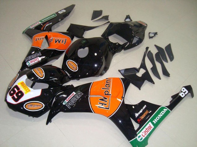 Comprare Carena Moto Honda CBR1000RR 2006-2007 - Nero Lucido Arancia Verde Hm Plant Corsa 69