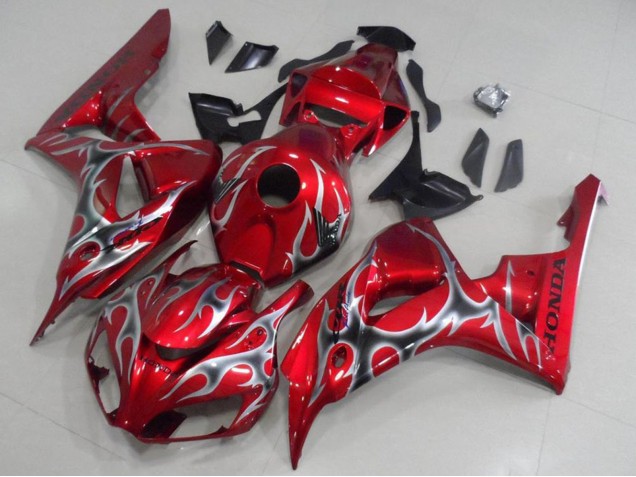 Comprare Carena Moto Honda CBR1000RR 2006-2007 - Rosso Nero Argento Fiamma