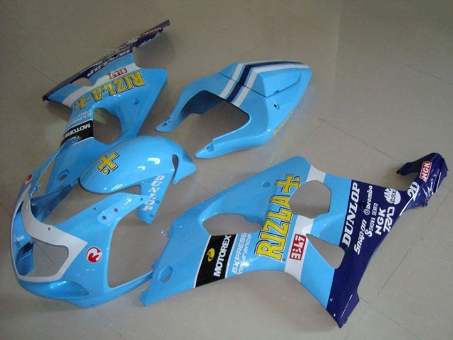 Comprare Carena Moto Suzuki GSXR 1000 2000-2002 - Azzurro Chiaro Giallo Nero Bianco Giallo Rizla
