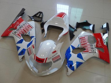 Comprare Carena Moto Suzuki GSXR 1000 2000-2002 - Bianco Rosso Blu Stella