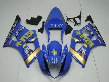 Comprare Carena Moto Suzuki GSXR 1000 2003-2004 - Blu Oro Nero Rizla