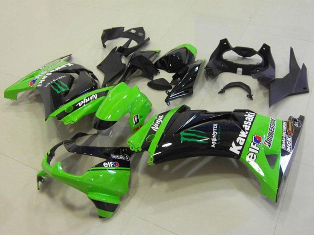 Comprare Carena Moto Kawasaki ZX250R 2008-2012 - Verde Nero Lucido Elf Mostro Bridgestone