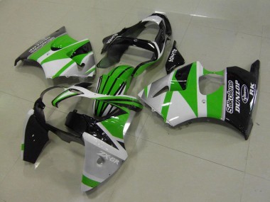 Comprare Carena Moto Kawasaki ZX6R 2000-2002 - Bianco Verde Nero Lucido Banda Silkolene Dunlop