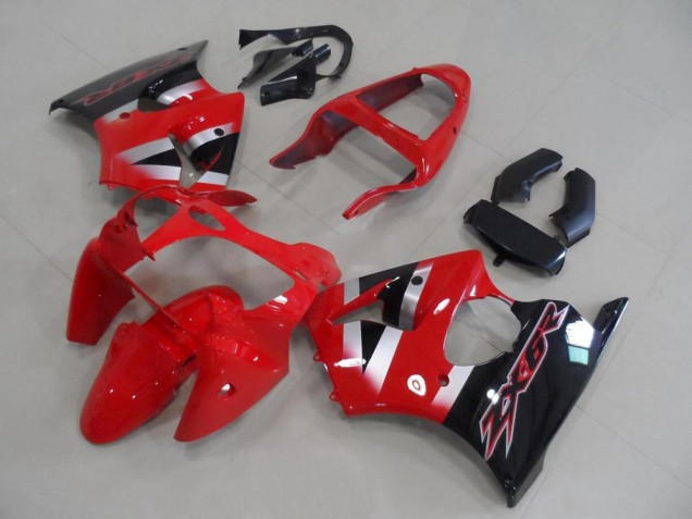 Comprare Carena Moto Kawasaki ZX6R 2000-2002 - Rosso Argento Nero Lucido OEM Stile