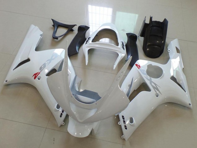 Comprare Carena Moto Kawasaki ZX6R 2003-2004 - Bianco Argento Decals