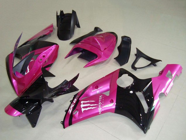 Comprare Carena Moto Kawasaki ZX6R 2003-2004 - Rosa Nero Bianco Mostro