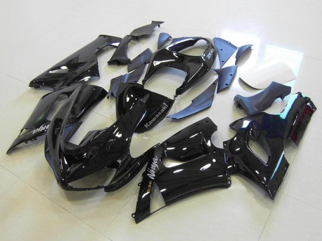 Comprare Carena Moto Kawasaki ZX6R 2005-2006 - Nero Lucido Argento Decals
