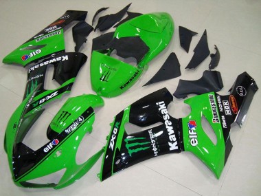 Comprare Carena Moto Kawasaki ZX6R 2005-2006 - Verde Nero Lucido Elf Mostro