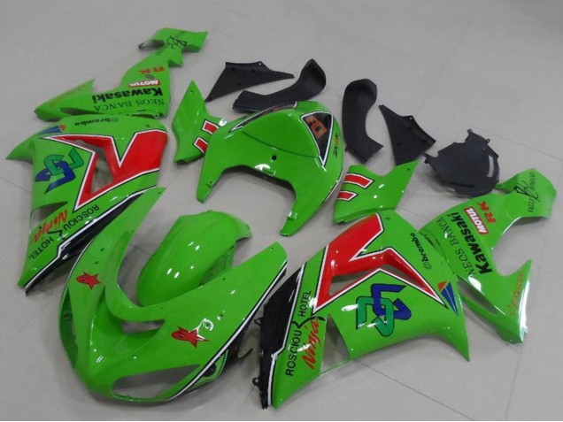 Comprare Carena Moto Kawasaki ZX6R 2005-2006 - Verde Rosso Nero ENEOS Banca