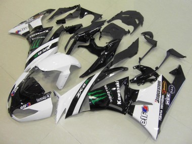 Comprare Carena Moto Kawasaki ZX6R 2009-2012 - Bianco Nero Lucido Verde Elf Touch4 Mostro Bridgestone