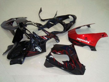 Comprare Carena Moto Kawasaki ZX9R 2000-2001 - Nero Lucido Rosso Fiamma