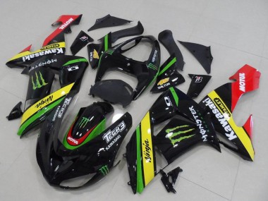 Comprare Carena Moto Kawasaki ZX10R 2006-2007 - Nero Lucido Rosso Giallo Verde Mostro