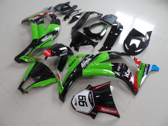 Comprare Carena Moto Kawasaki ZX10R 2011-2015 - Verde Rosso Nero Lucido KIPS Motocard Elf 66