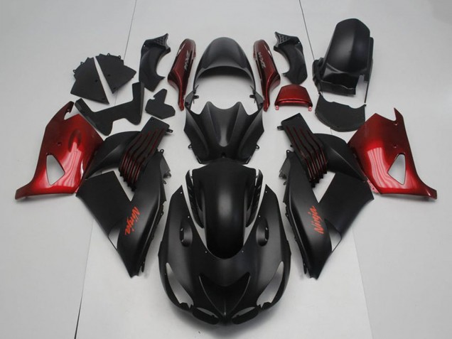 Comprare Carena Moto Kawasaki ZX14R ZZR1400 2006-2011 - Nero Opaco Rosso Ninja