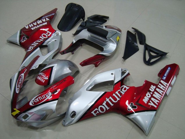 Comprare Carena Moto Yamaha YZF R1 2000-2001 - Argento Rosso Fortuna Motul 7