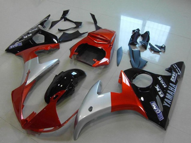 Comprare Carene Moto Yamaha YZF R6 2003-2004 - Rosso Argento Nero Lucido