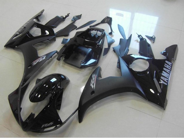 Comprare Carena Moto Yamaha YZF R6 2003-2004 - Nero Lucido Nero Opaco Argento Decals