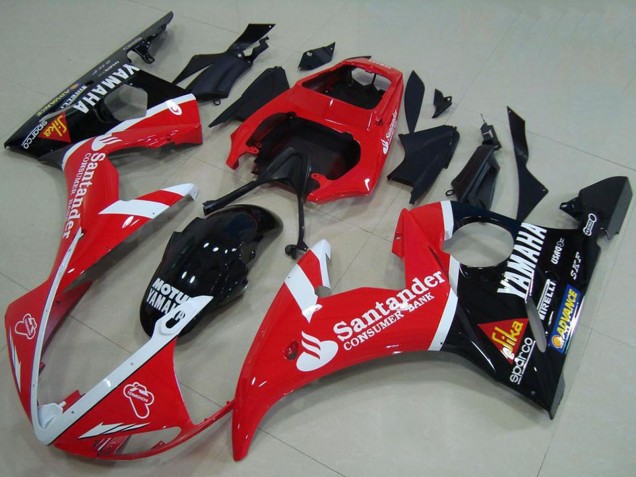 Comprare Carene Moto Yamaha YZF R6 2003-2004 - Rosso Bianco Nero Lucido Santander Motul