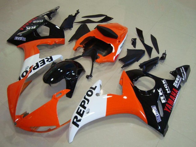 Comprare Carene Moto Yamaha YZF R6 2003-2004 - Arancia Bianco Nero Lucido Repsol