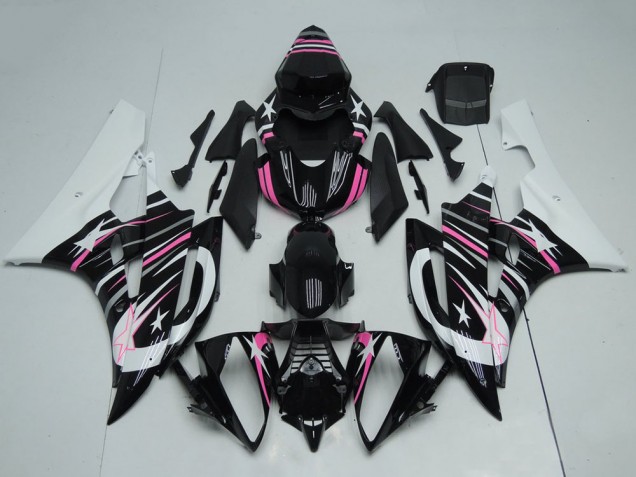 Comprare Carena Moto Yamaha YZF R6 2006-2007 - Bianco Nero Lucido Rosa Stella Fiamma