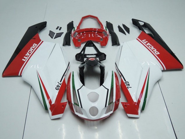 Comprare Carena Moto Ducati 749 2003-2004 - Bianco Rosso Verde Nero Lucido