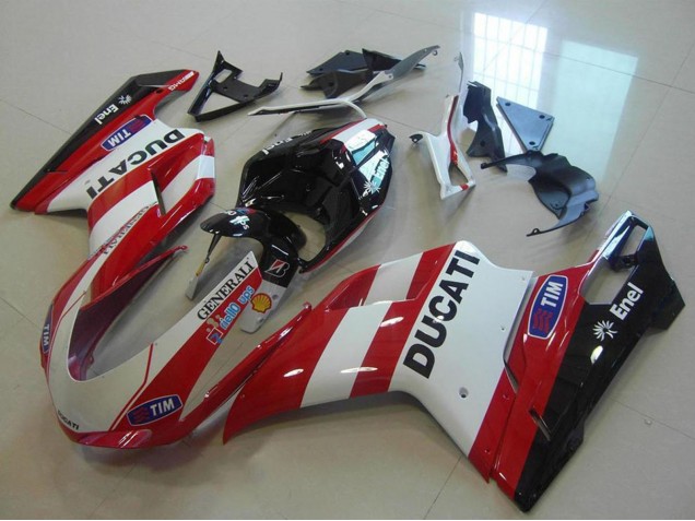 Comprare Carena Moto Ducati 848 1098 1198 2007-2014 - Bianco Rosso Nero Generali Tim