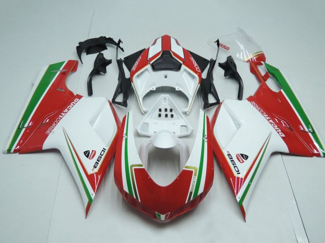 Comprare Carena Moto Ducati 1098 2007-2014 - Bianco Rosso Verde Banda