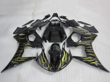 Comprare Carena Moto Yamaha YZF R6 2003-2004 - Nero Lucido Oro Fiamma