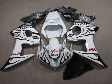 Comprare Carena Moto Yamaha YZF R6 2003-2004 - Bianco Nero Lucido Fiamma Squalo