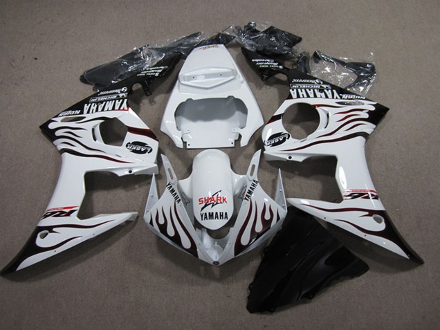 Comprare Carena Moto Yamaha YZF R6 2003-2004 - Bianco Nero Lucido Fiamma Squalo