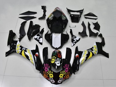 Comprare Carena Moto Yamaha YZF R1 2015-2019 - Nero Bianco Giallo Rosa Squalo