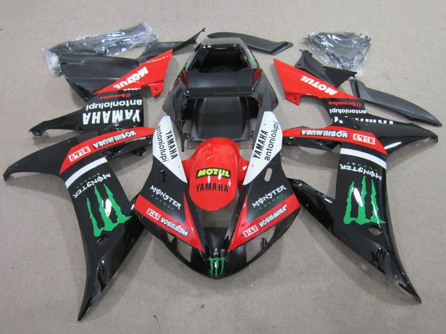 Comprare Carena Moto Yamaha YZF R1 2002-2003 - Rosso Nero Lucido Bianco Verde Motul Mostro