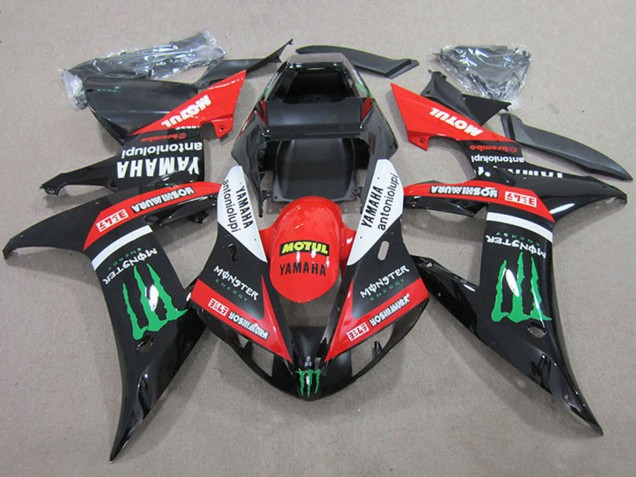 Comprare Carena Moto Yamaha YZF R1 2004-2006 - Rosso Bianco Nero Lucido Verde Motul Mostro