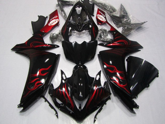 Comprare Carena Moto Yamaha YZF R1 2007-2008 - Nero Lucido Rosso Fiamma