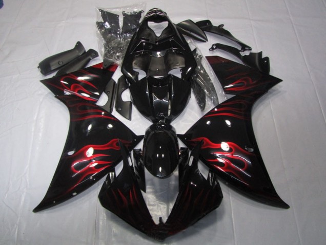 Comprare Carena Moto Yamaha YZF R1 2009-2011 - Nero Lucido Rosso Fiamma