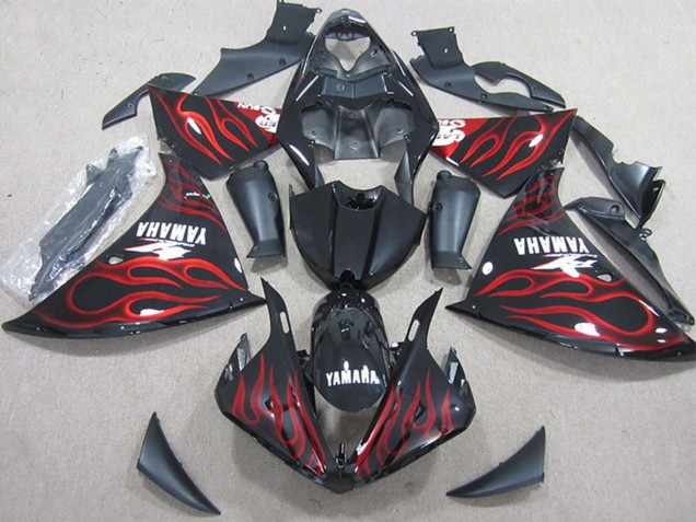 Comprare Carena Moto Yamaha YZF R1 2009-2011 - Nero Lucido Rosso Fiamma