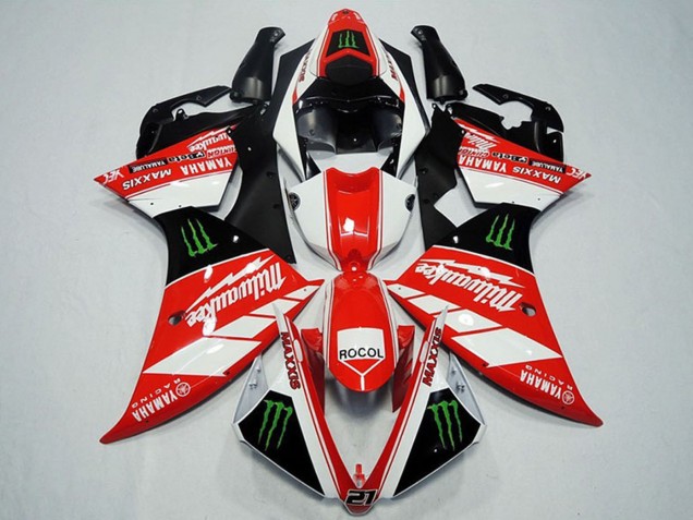 Comprare Carena Moto Yamaha YZF R1 2012-2014 - Bianco Grigio Nero Lucido Verde Mostro Milwaukee Maxxis Rocol