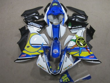 Comprare Carena Moto Yamaha YZF R1 2012-2014 - Bianco Blu Giallo Nero Pizzoli Semakin Didepan Mostro