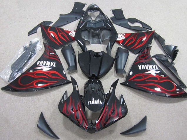 Comprare Carena Moto Yamaha YZF R1 2012-2014 - Nero Lucido Rosso Fiamma