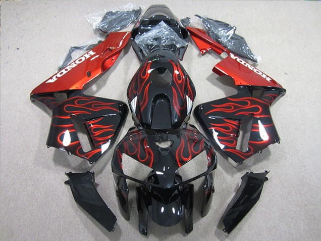 Comprare Kit Carena Moto ABS Honda CBR600RR 2005-2006 - Nero Lucido Rosso Fiamma